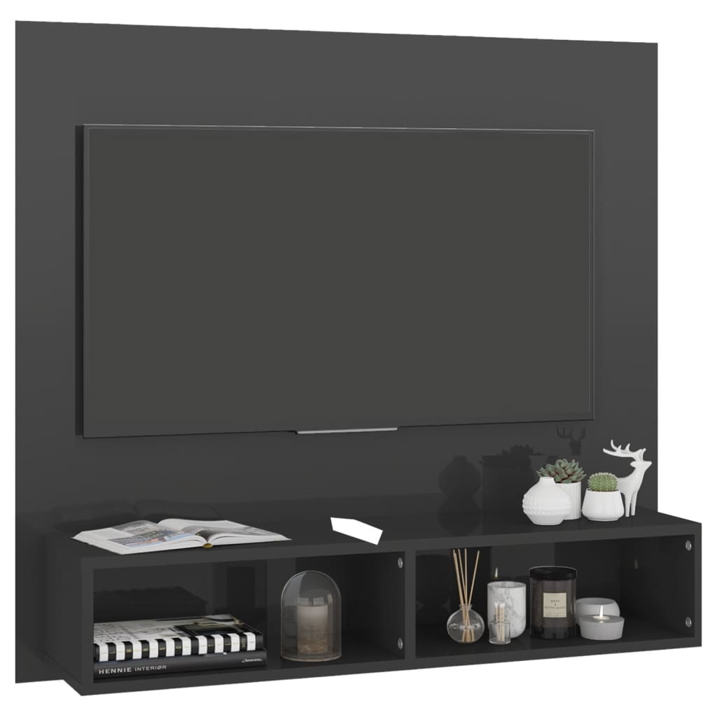 Tv-wandmeubel 102x23,5x90 cm spaanplaat hoogglans grijs
