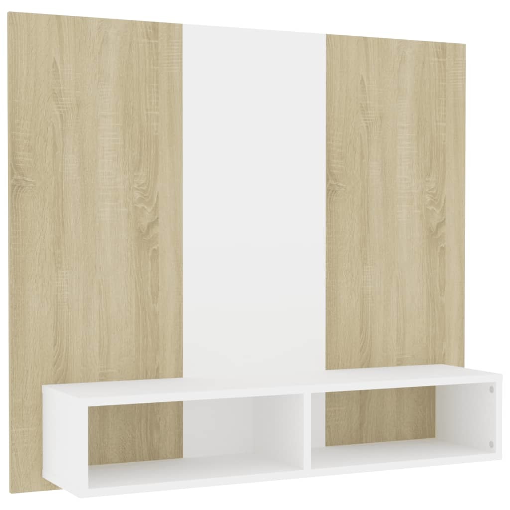 Tv-wandmeubel 102x23,5x90 cm spaanplaat wit sonoma eikenkleurig