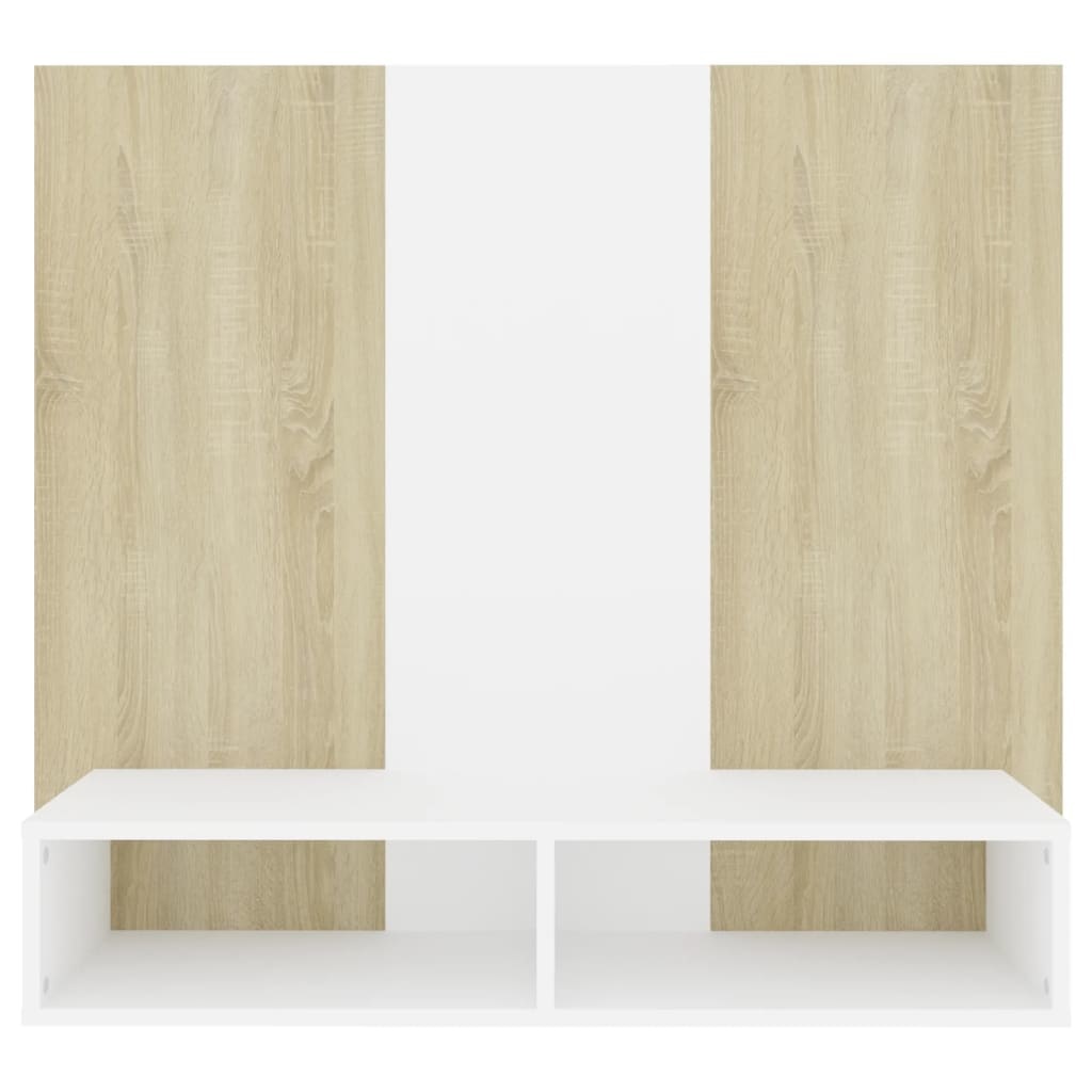 Tv-wandmeubel 102x23,5x90 cm spaanplaat wit sonoma eikenkleurig