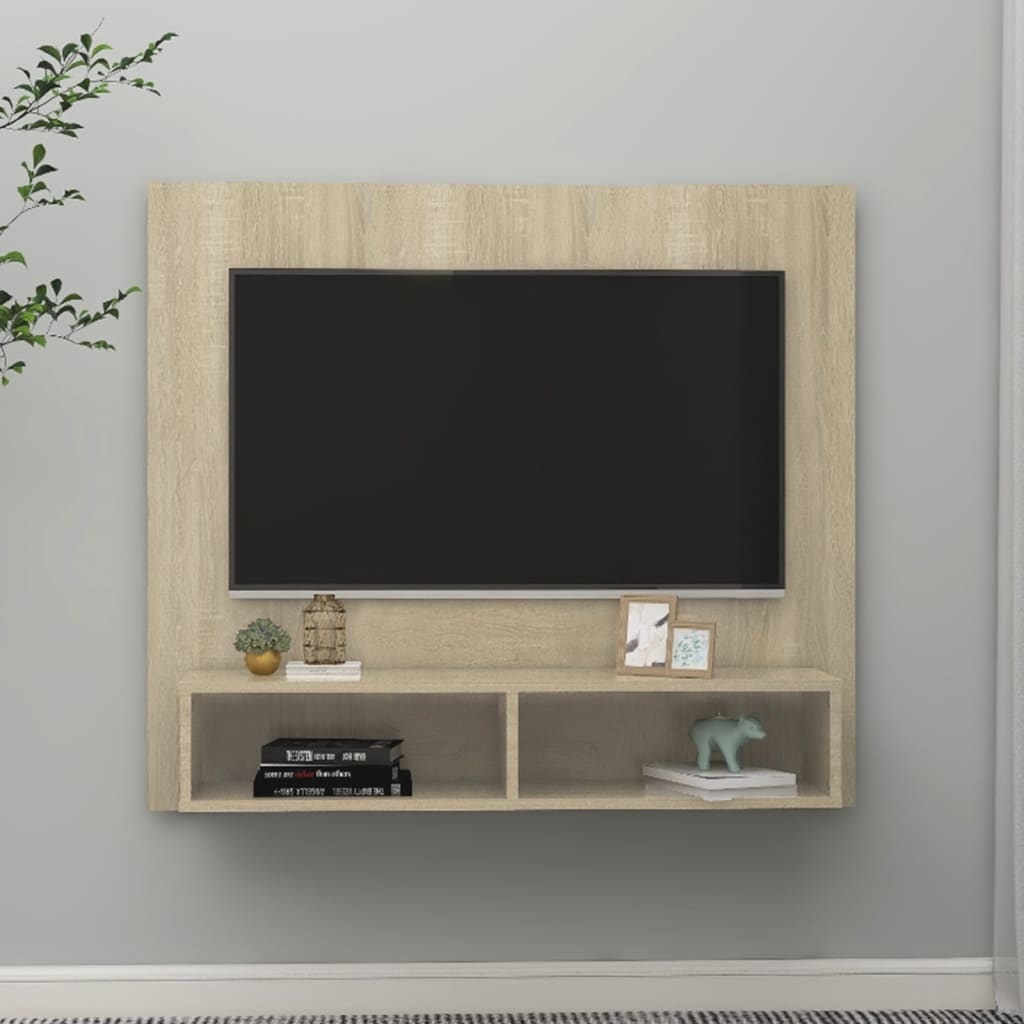 Tv-wandmeubel 102x23,5x90 cm spaanplaat sonoma eikenkleurig