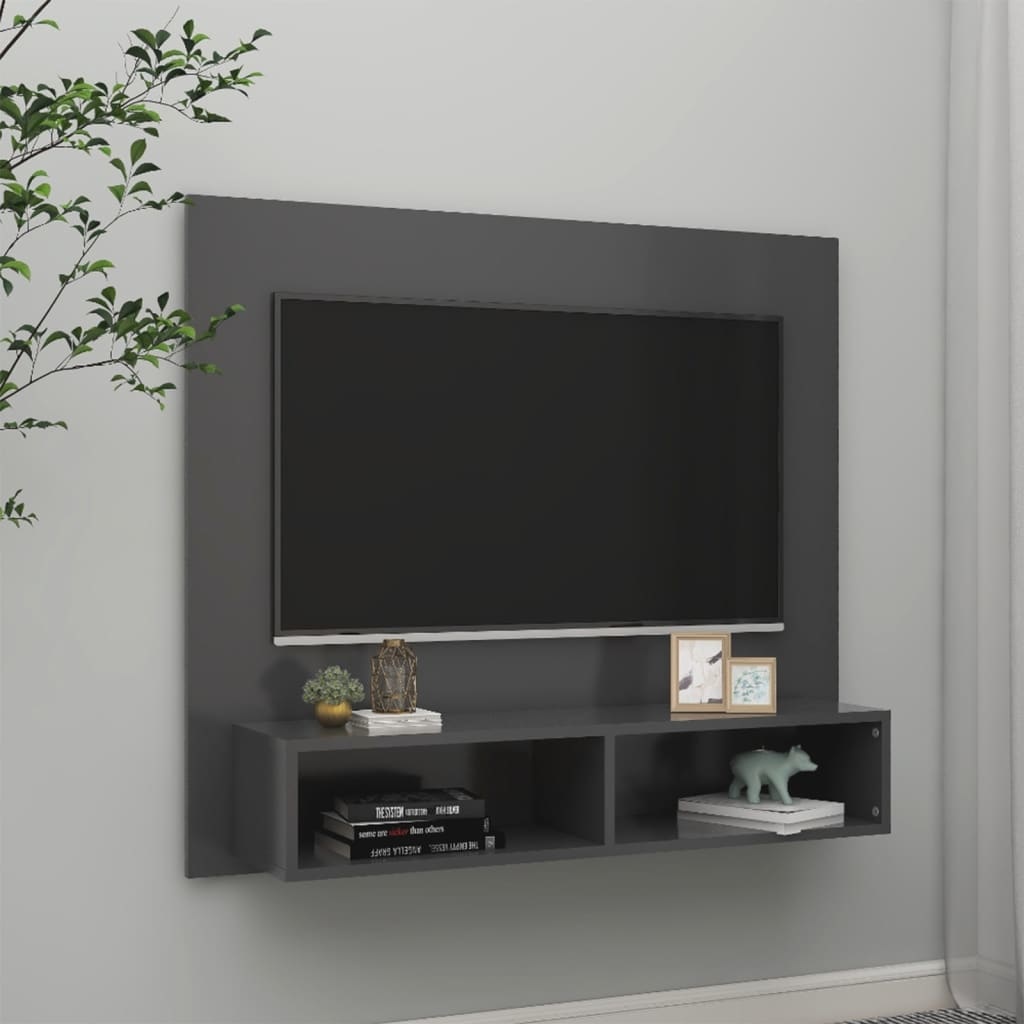 Tv-wandmeubel 102x23,5x90 cm spaanplaat grijs