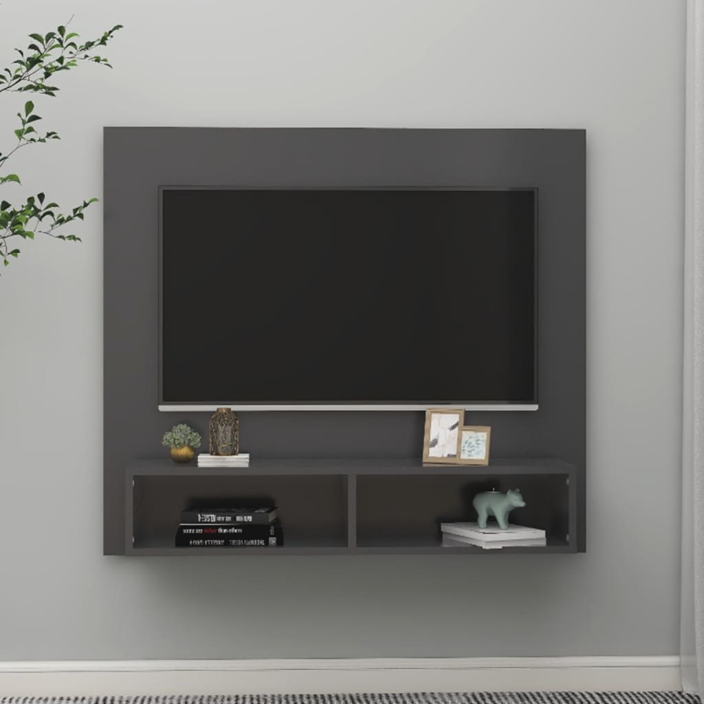Tv-wandmeubel 102x23,5x90 cm spaanplaat grijs