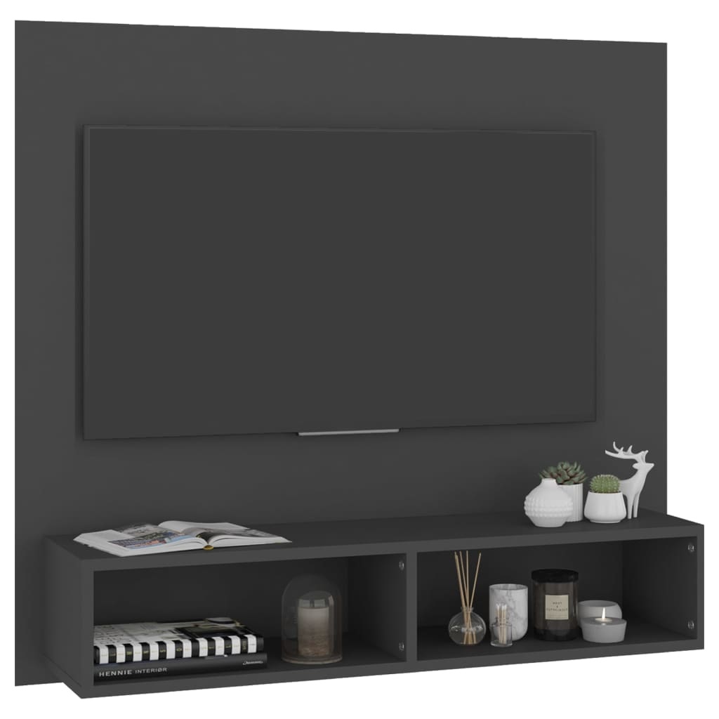 Tv-wandmeubel 102x23,5x90 cm spaanplaat grijs