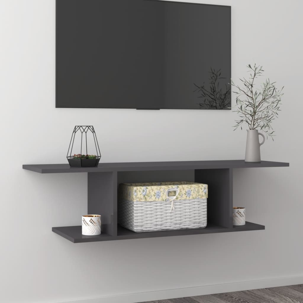 Tv-wandmeubel 103x30x26,5 cm hoogglans grijs