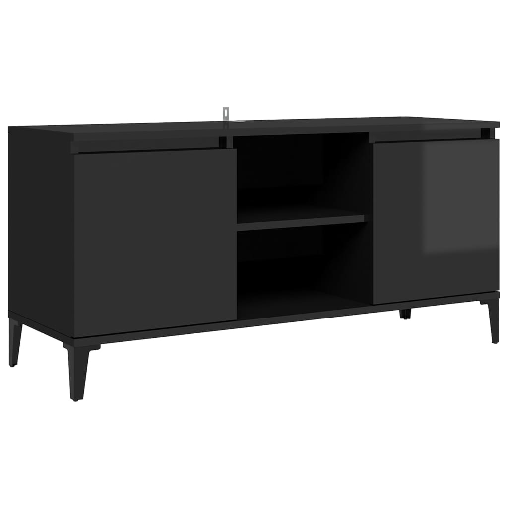 Tv-meubel met metalen poten 103,5x35x50 cm hoogglans zwart