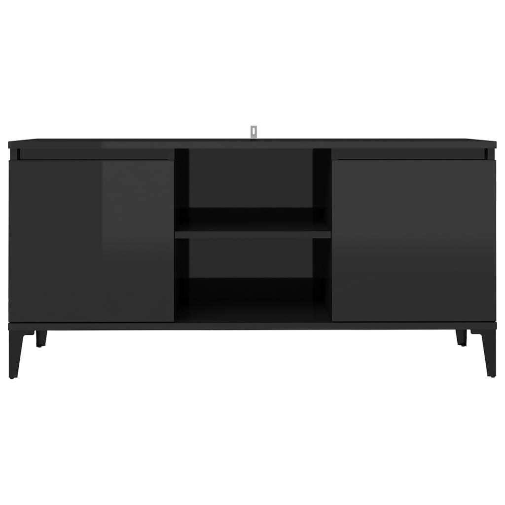 Tv-meubel met metalen poten 103,5x35x50 cm hoogglans zwart