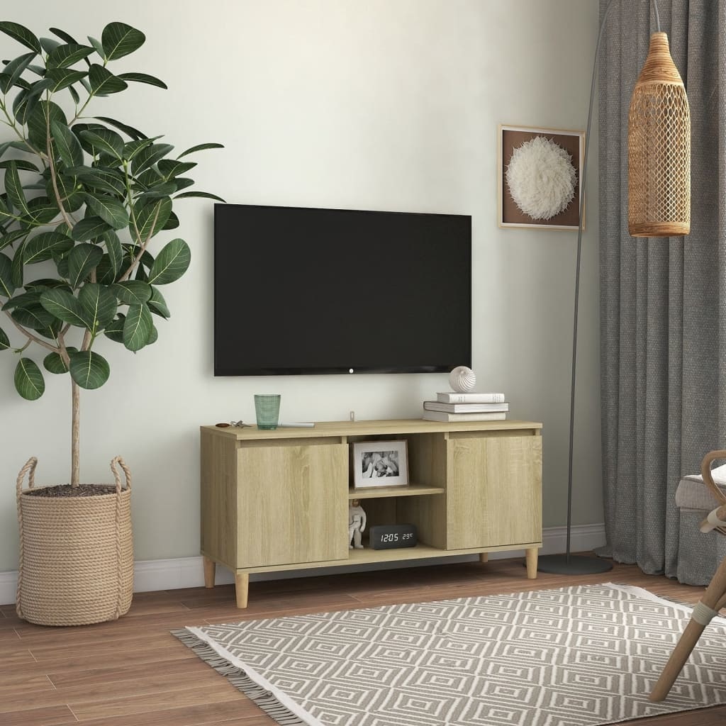 Tv-meubel met houten poten 103,5x35x50 cm sonoma eikenkleurig