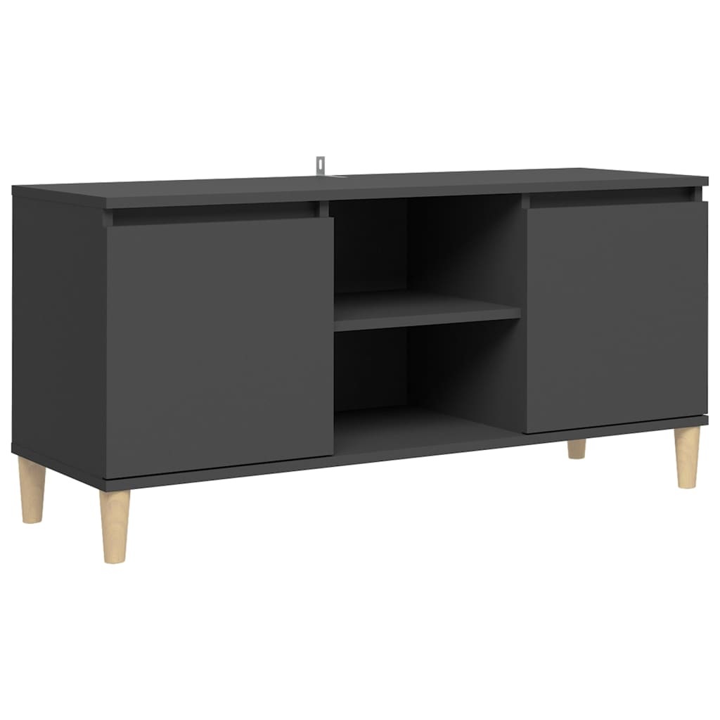 Tv-meubel met massief houten poten 103,5x35x50 cm grijs