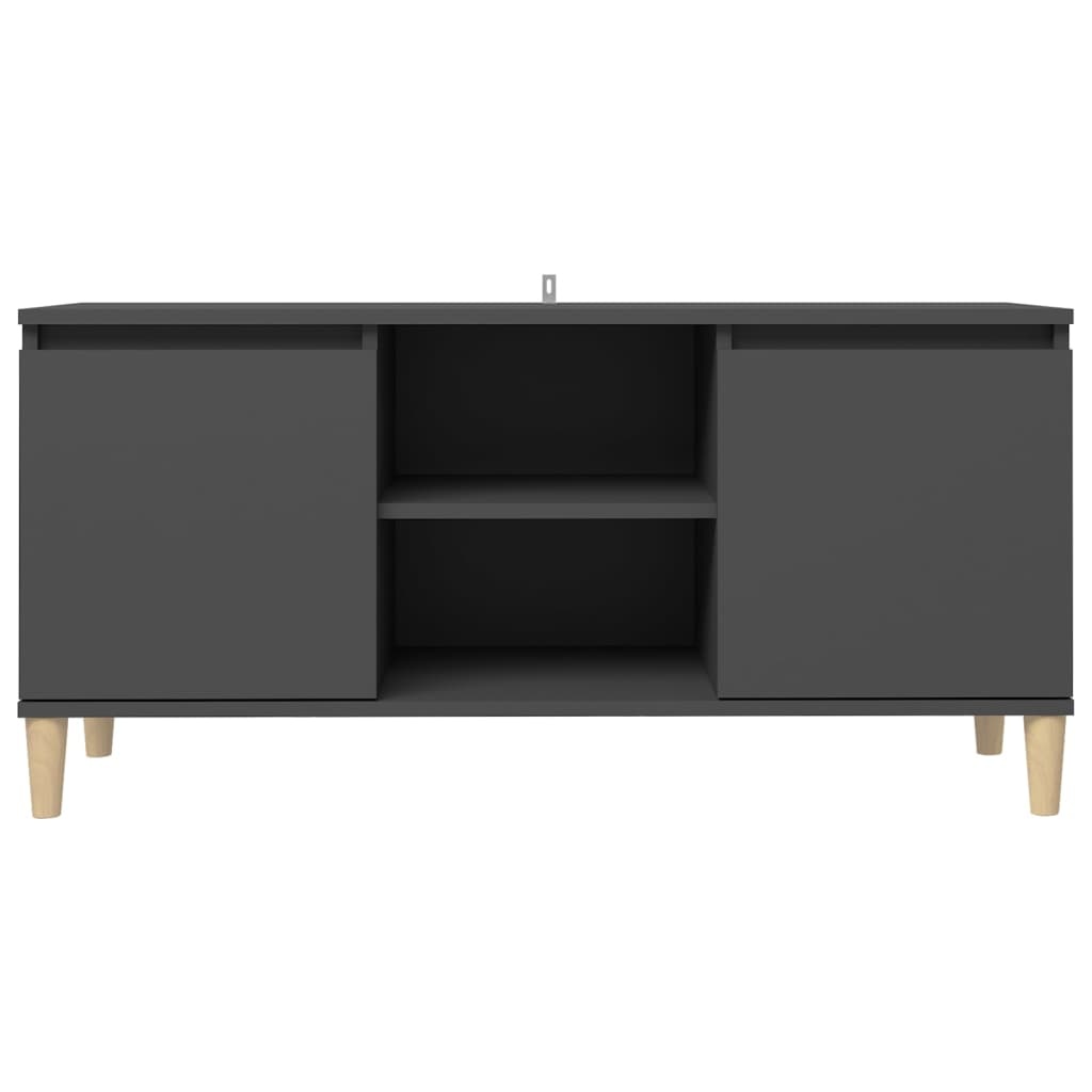 Tv-meubel met massief houten poten 103,5x35x50 cm grijs