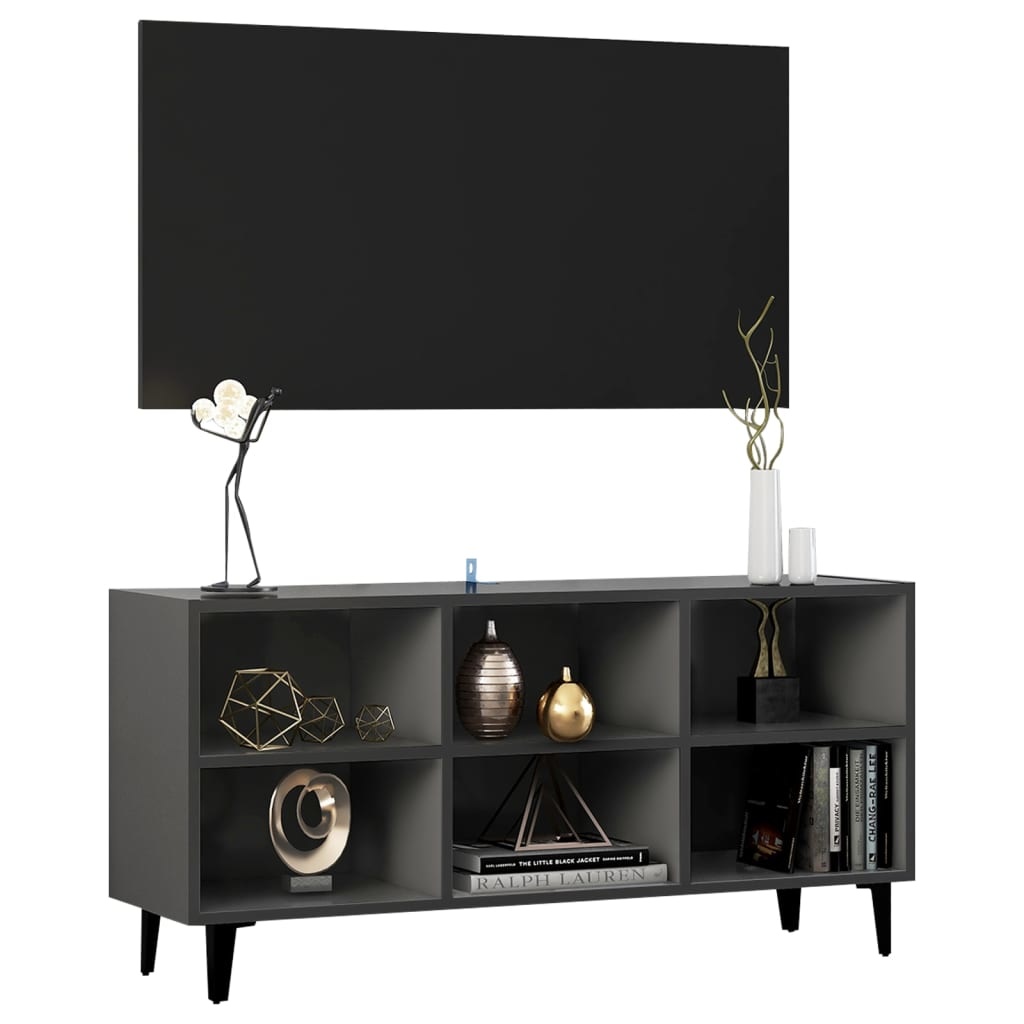 Tv-meubel met metalen poten 103,5x30x50 cm grijs