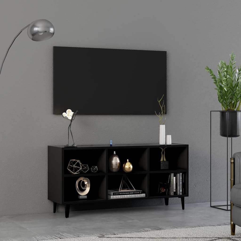 Tv-meubel met metalen poten 103,5x30x50 cm zwart