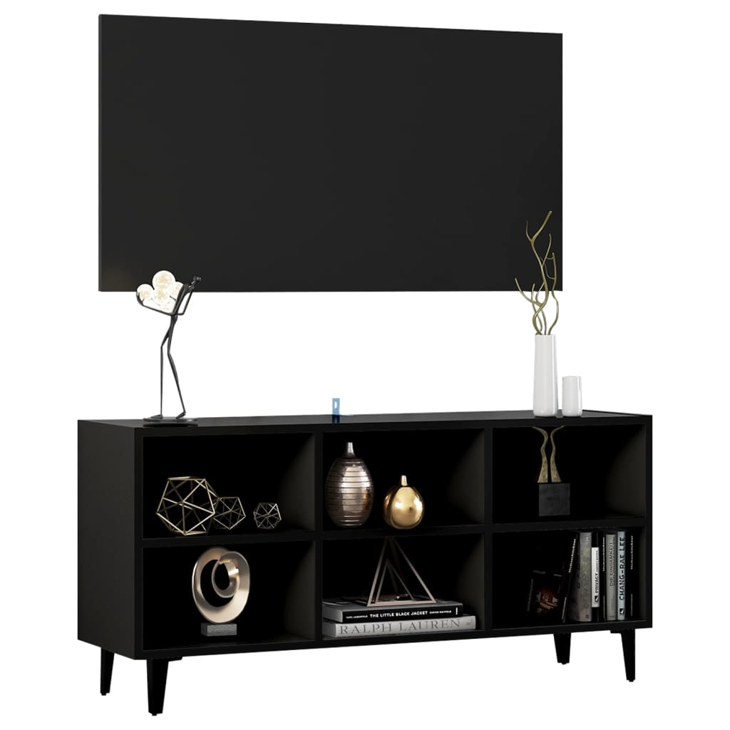 Tv-meubel met metalen poten 103,5x30x50 cm zwart