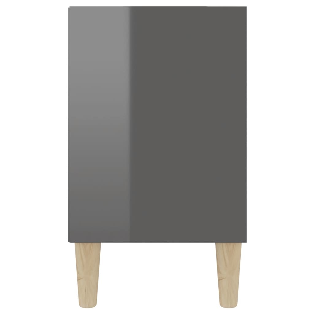 Tv-meubel met houten poten 103,5x30x50 cm hoogglans grijs