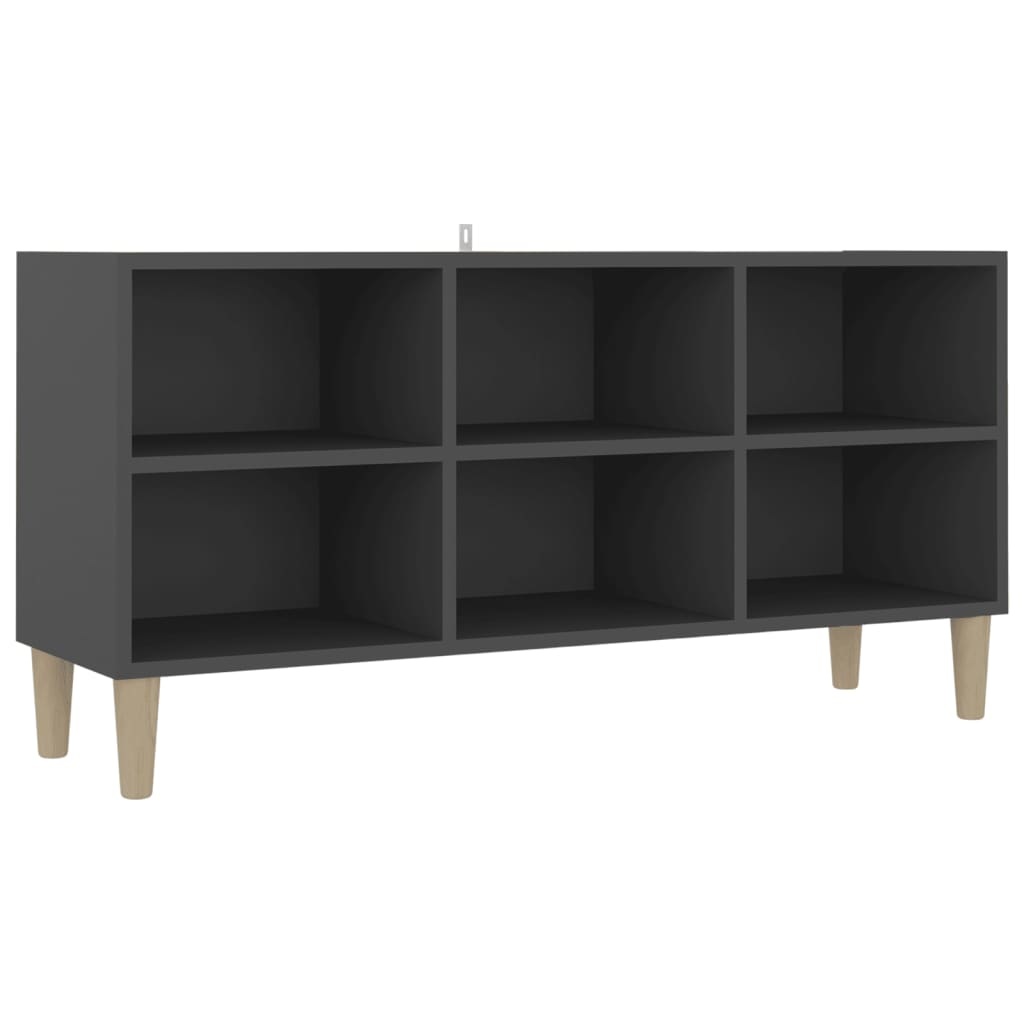 Tv-meubel met massief houten poten 103,5x30x50 cm grijs