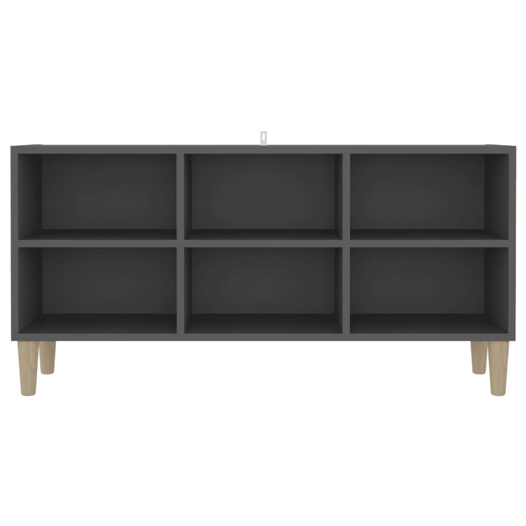 Tv-meubel met massief houten poten 103,5x30x50 cm grijs