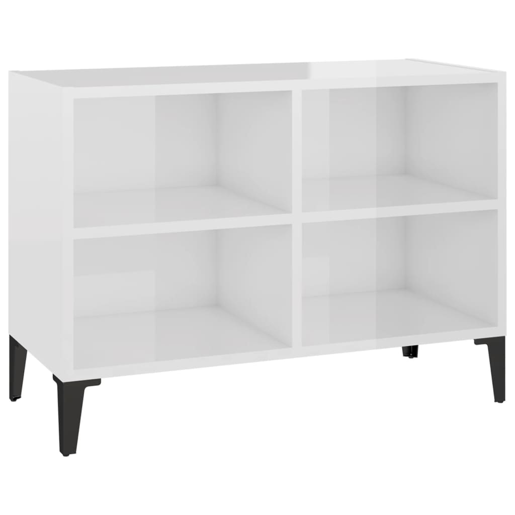 Tv-meubel met metalen poten 69,5x30x50 cm hoogglans wit