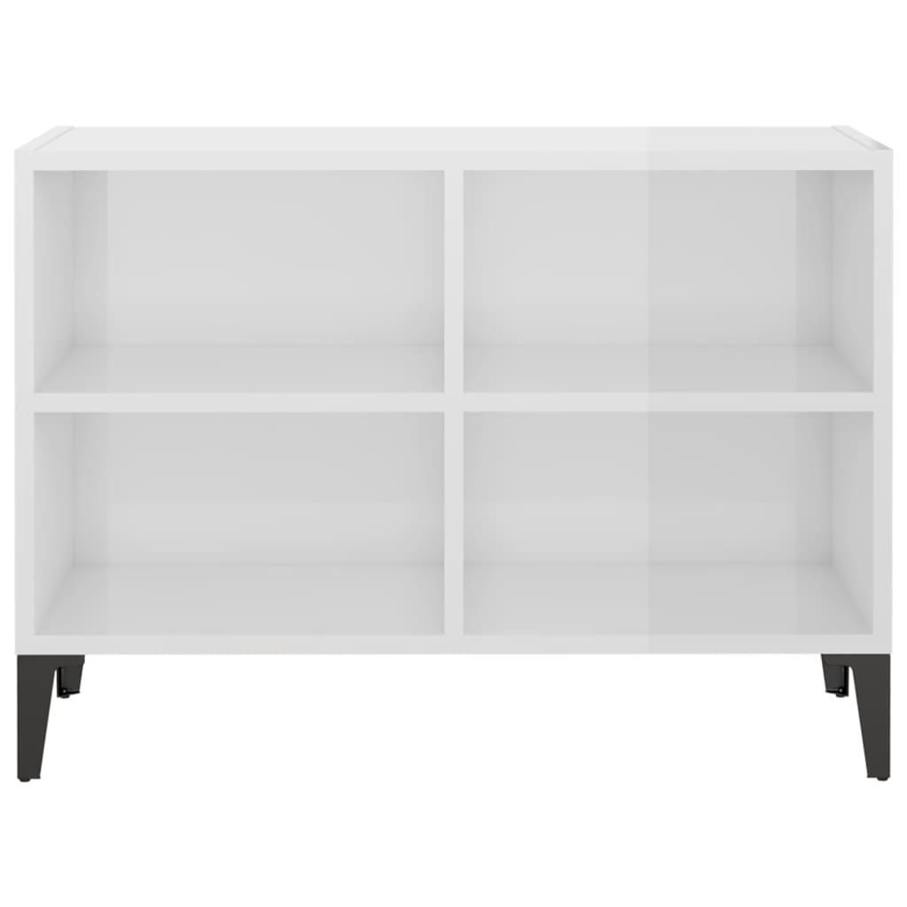 Tv-meubel met metalen poten 69,5x30x50 cm hoogglans wit