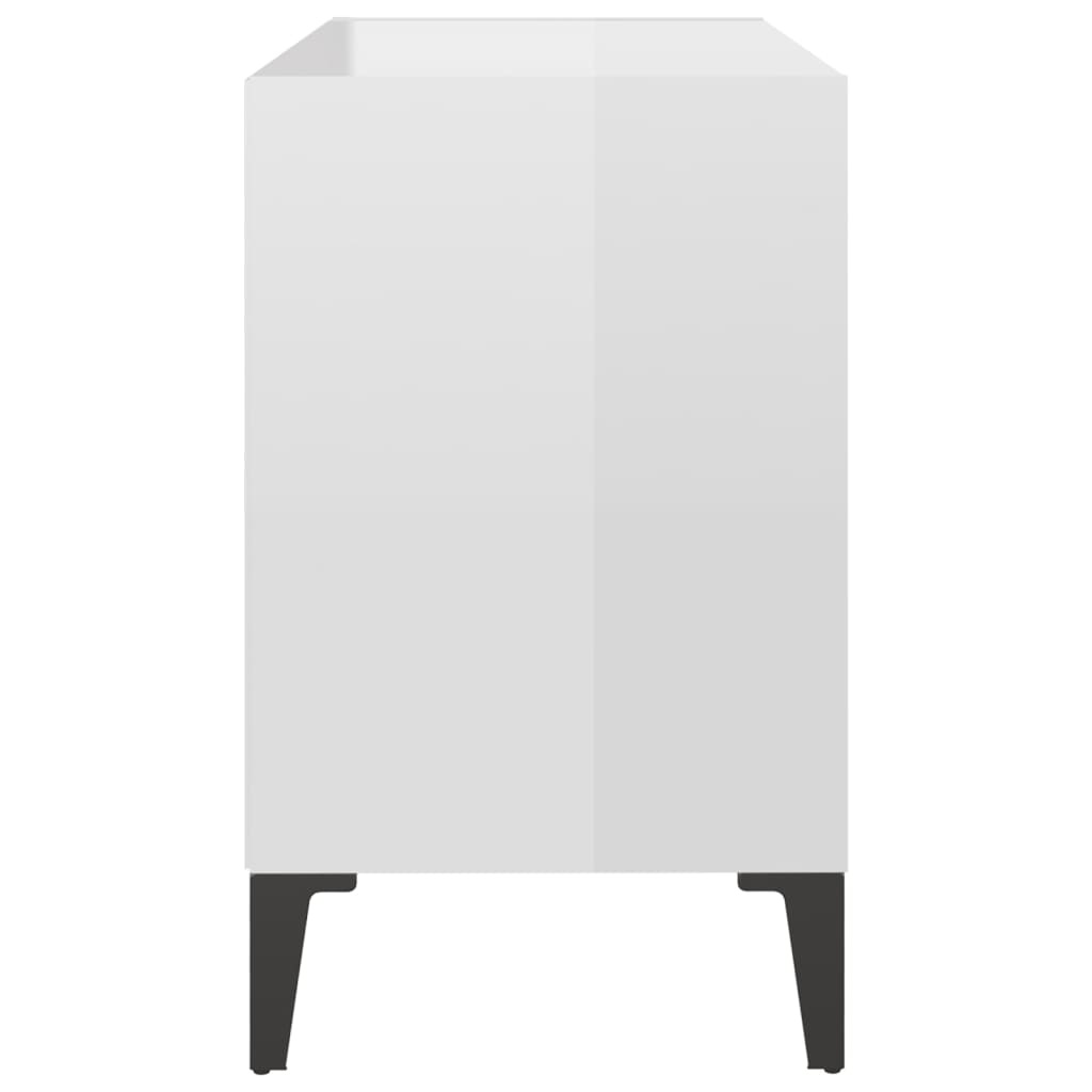 Tv-meubel met metalen poten 69,5x30x50 cm hoogglans wit
