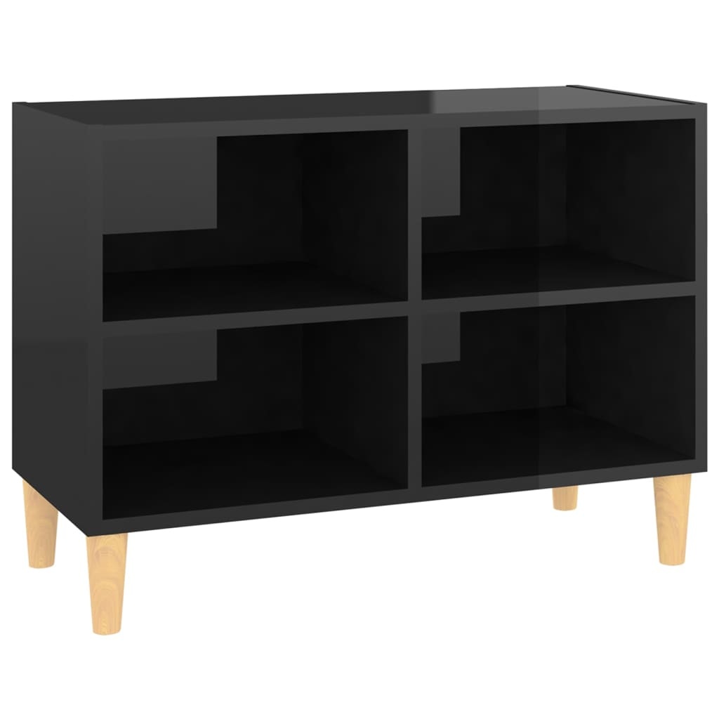 Tv-meubel met houten poten 69,5x30x50 cm hoogglans zwart