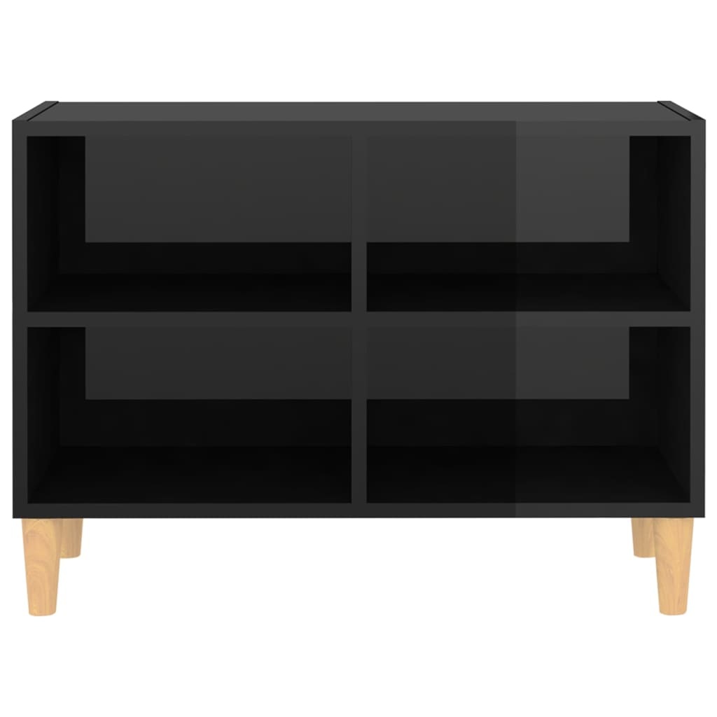 Tv-meubel met houten poten 69,5x30x50 cm hoogglans zwart