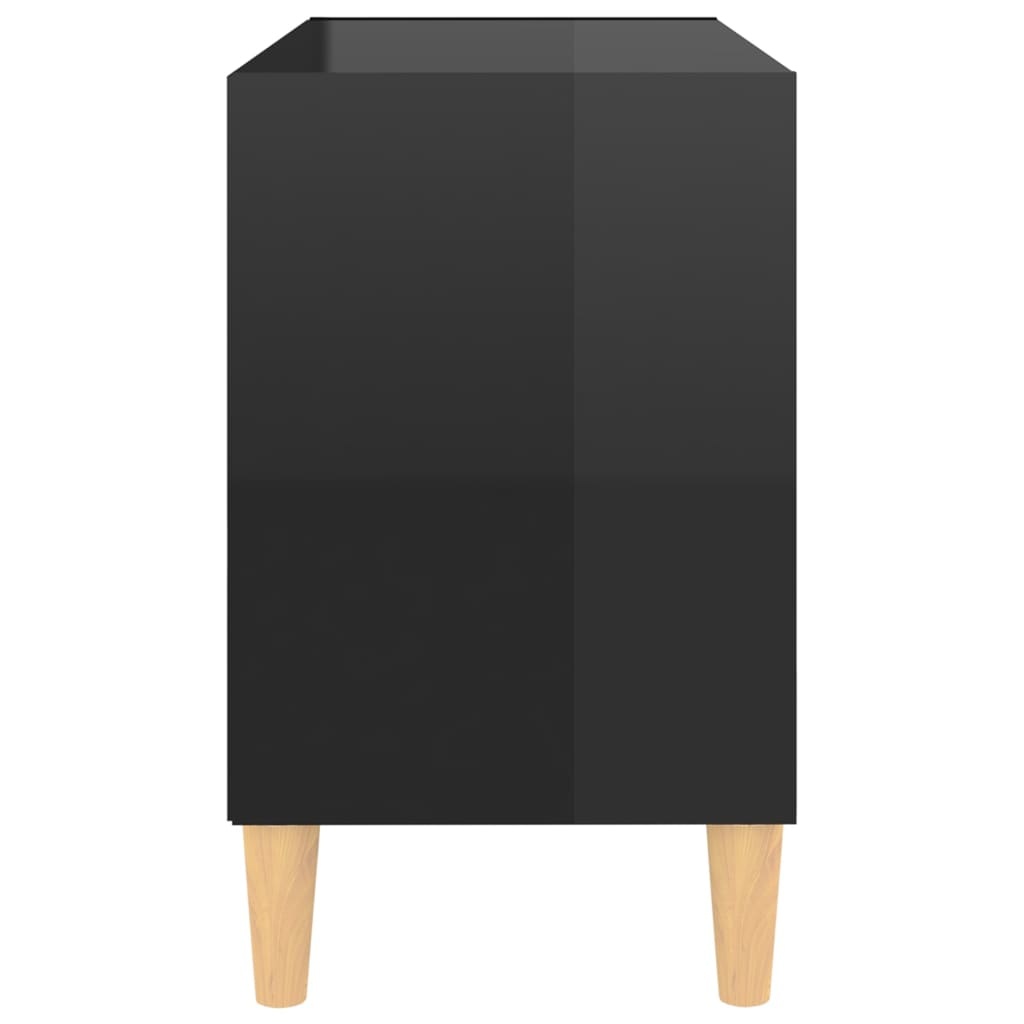 Tv-meubel met houten poten 69,5x30x50 cm hoogglans zwart