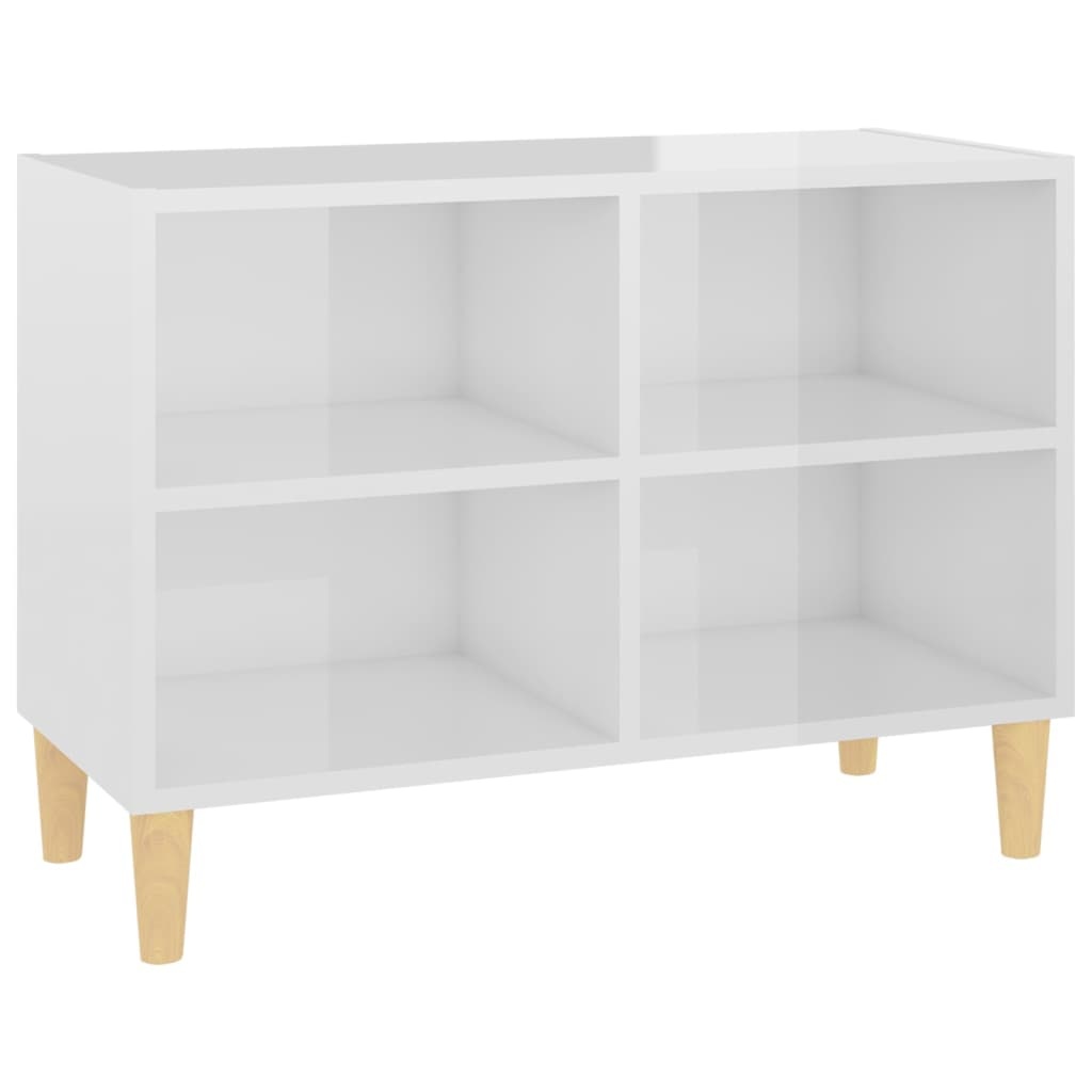 Tv-meubel met houten poten 69,5x30x50 cm hoogglans wit