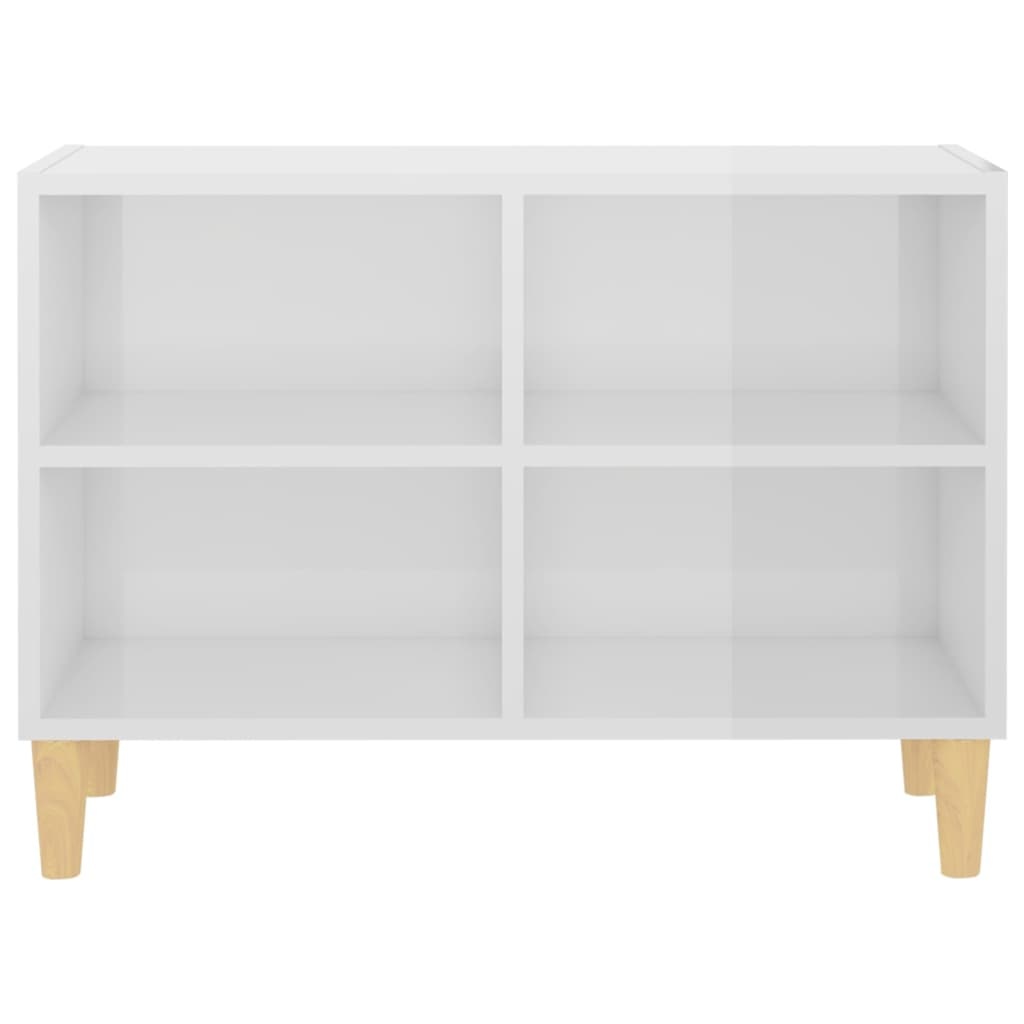 Tv-meubel met houten poten 69,5x30x50 cm hoogglans wit