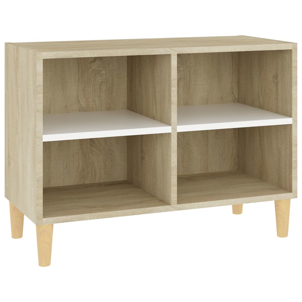 Tv-meubel met houten poten 69,5x30x50 cm wit sonoma eikenkleur