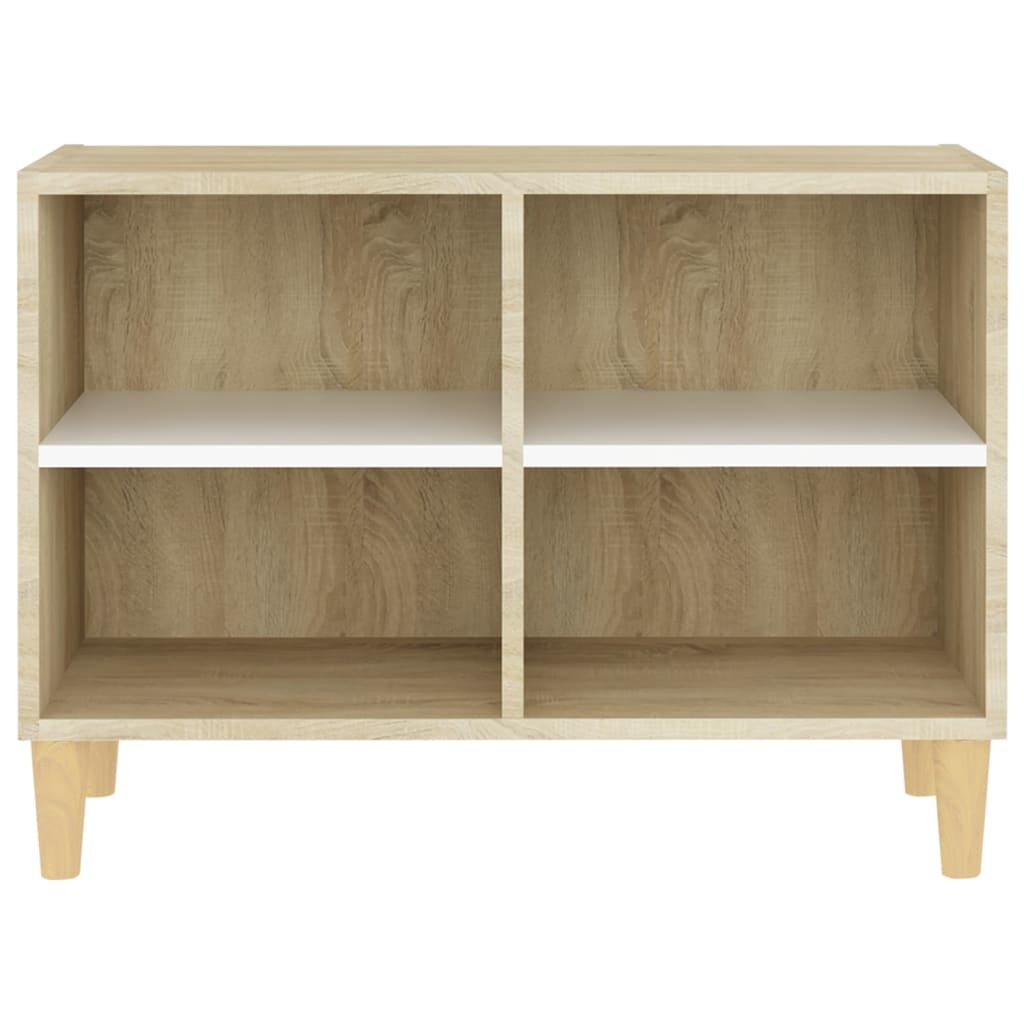 Tv-meubel met houten poten 69,5x30x50 cm wit sonoma eikenkleur