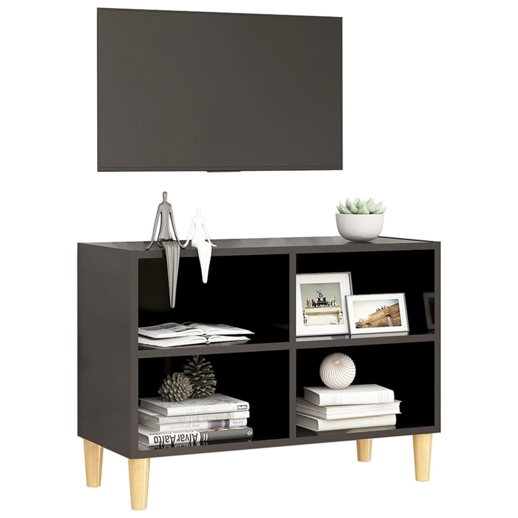 Tv-meubel met massief houten poten 69,5x30x50 cm grijs