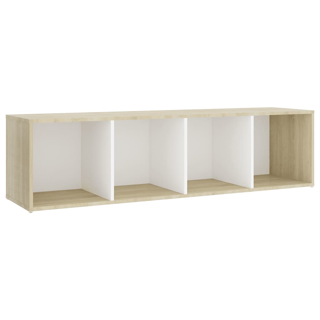 Tv-meubel 142,5x35x36,5 cm spaanplaat wit sonoma eikenkleurig