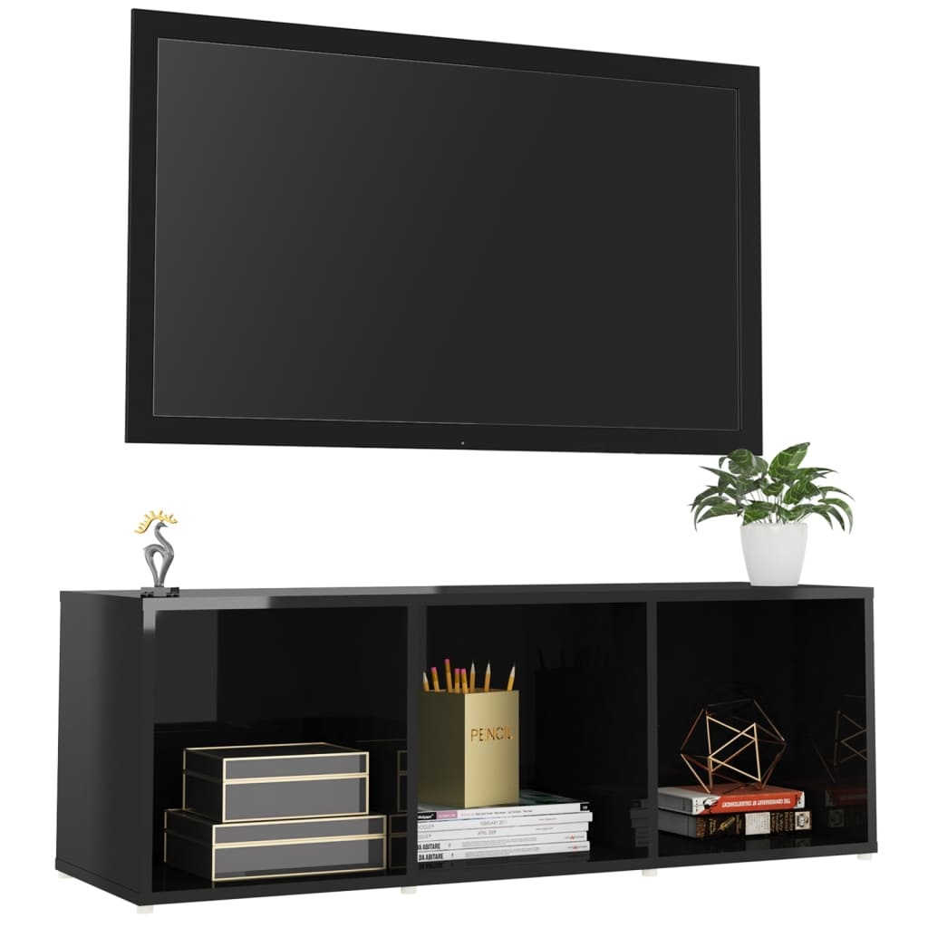 Tv-meubel 107x35x37 cm spaanplaat hoogglans zwart