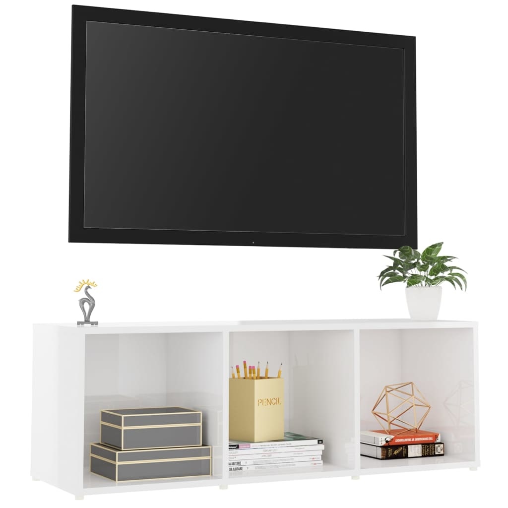 Tv-meubel 107x35x37 cm spaanplaat hoogglans wit