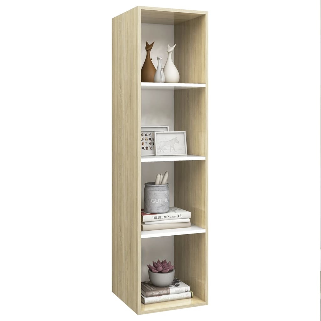 Tv-wandmeubel 37x37x142,5 cm spaanplaat sonoma eikenkleurig wit