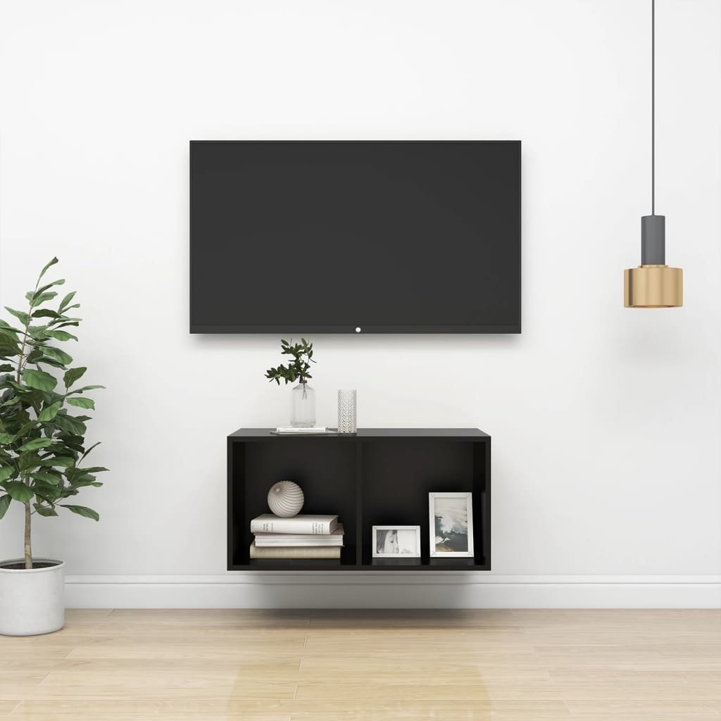 Tv-wandmeubel 37x37x72 cm spaanplaat zwart