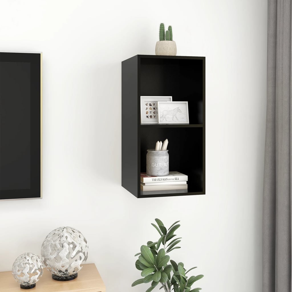 Tv-wandmeubel 37x37x72 cm spaanplaat zwart