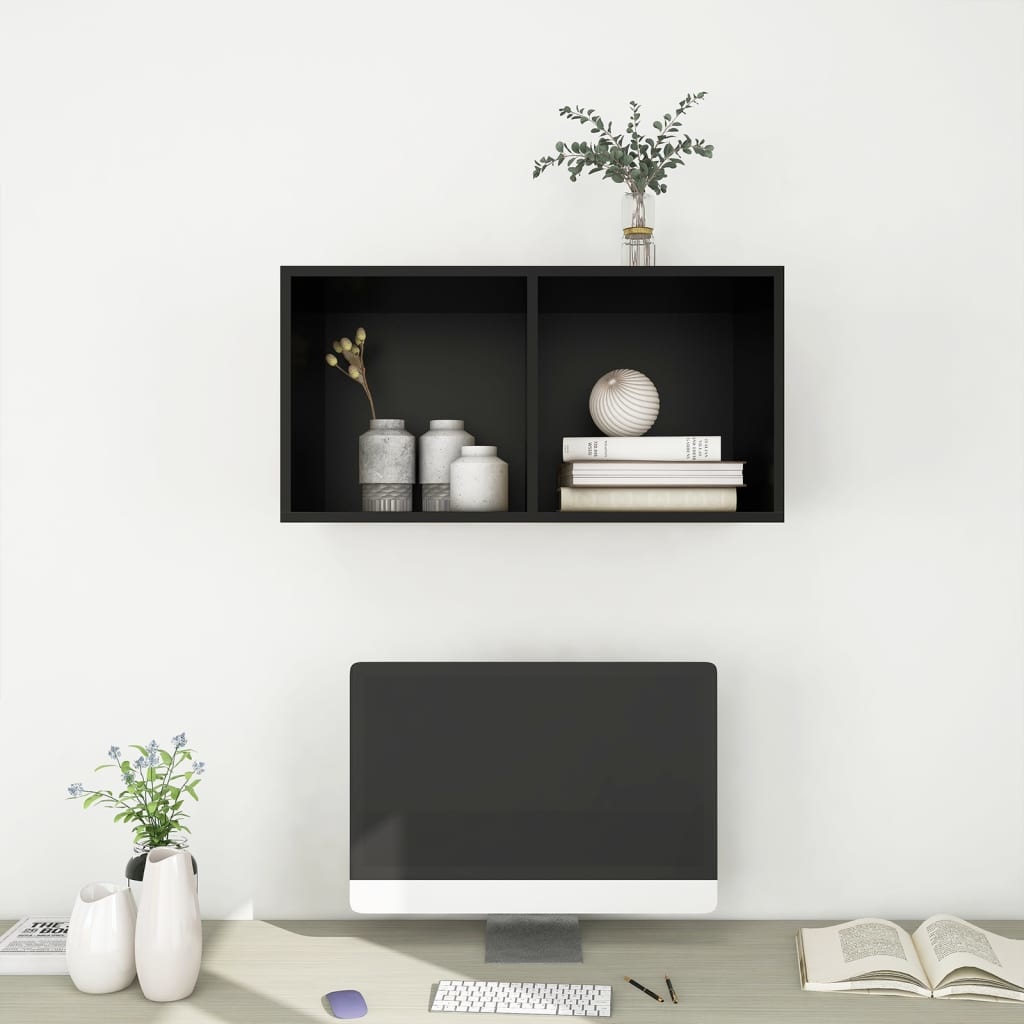 Tv-wandmeubel 37x37x72 cm spaanplaat zwart