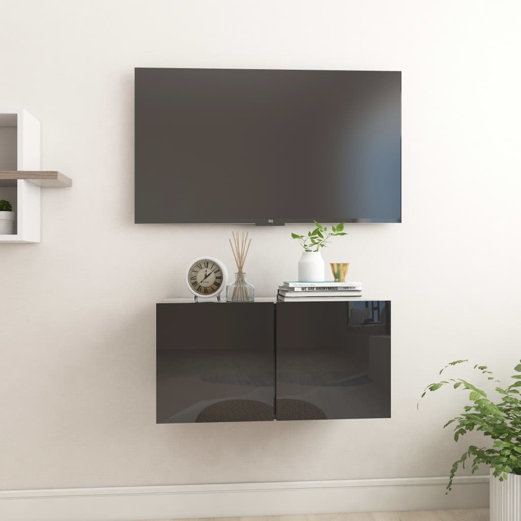 Tv-hangmeubel 60x30x30 cm hoogglans zwart