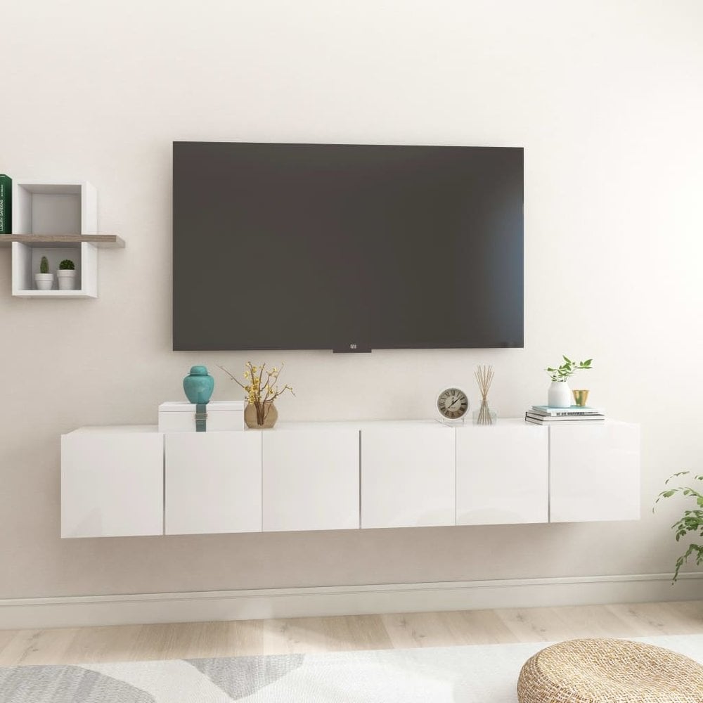 TV-hangkasten 3 st cm hoogglans wit TV meubel Nederland