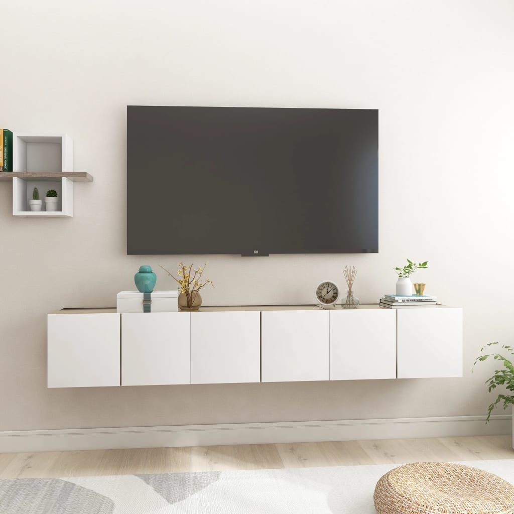 Tv-hangmeubelen 3 st 60x30x30 cm wit en sonoma eikenkleurig