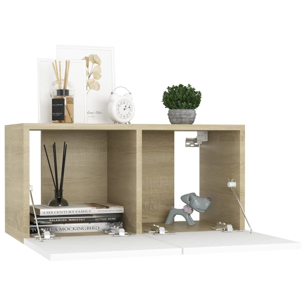 Tv-hangmeubelen 3 st 60x30x30 cm wit en sonoma eikenkleurig