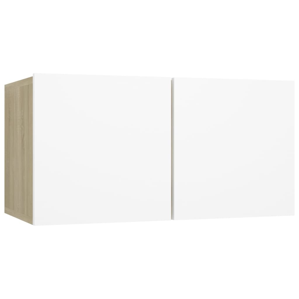 Tv-hangmeubelen 3 st 60x30x30 cm wit en sonoma eikenkleurig