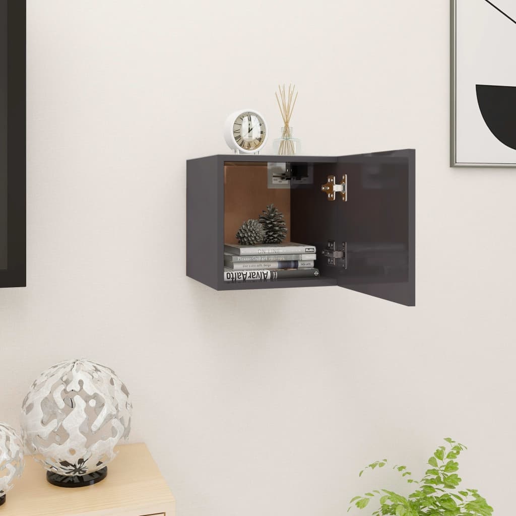 Tv-wandmeubel 30,5x30x30 cm hoogglans grijs