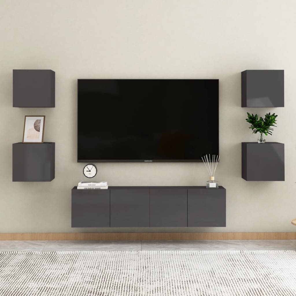 Tv-wandmeubel 30,5x30x30 cm hoogglans grijs