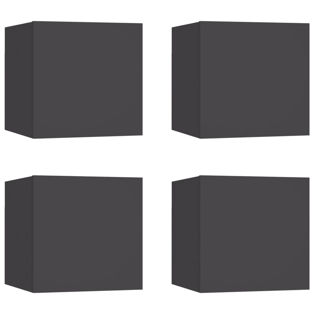 Tv-wandmeubelen 4 st 30,5x30x30 cm grijs