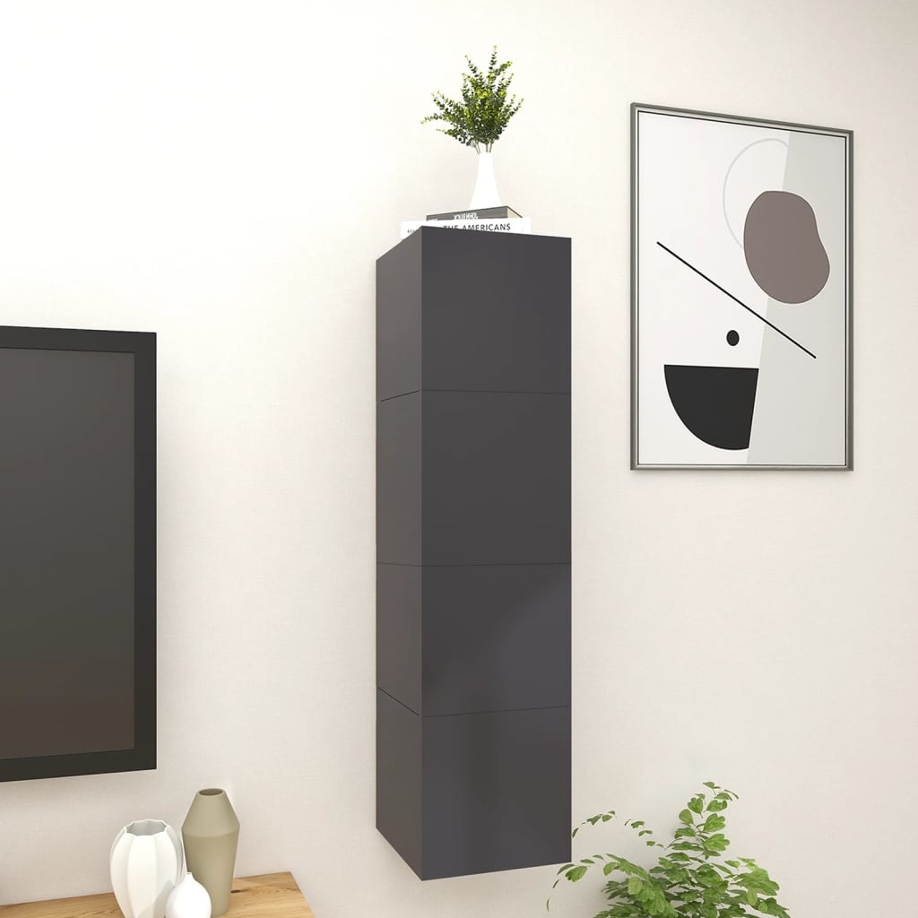 Tv-wandmeubelen 4 st 30,5x30x30 cm grijs