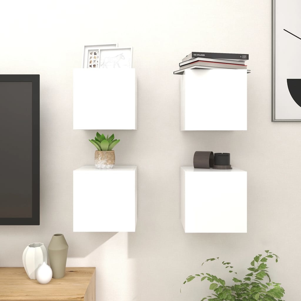 Tv-wandmeubelen 4 st 30,5x30x30 cm wit