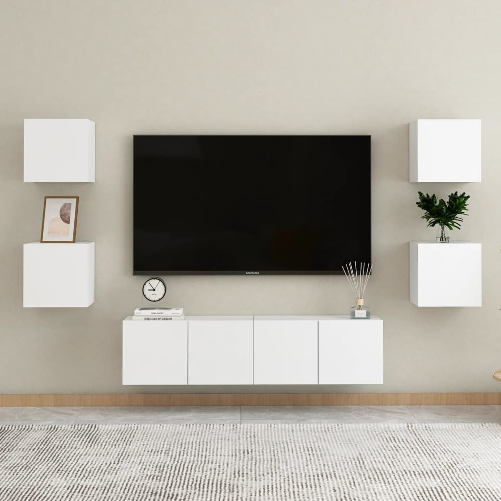 Tv-wandmeubelen 4 st 30,5x30x30 cm wit