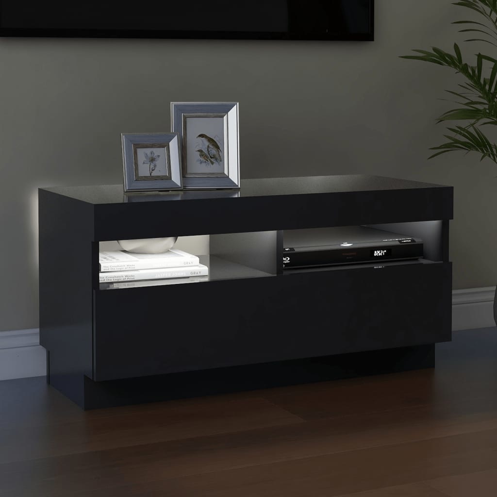Tv-meubel met LED-verlichting 80x35x40 cm hoogglans grijs
