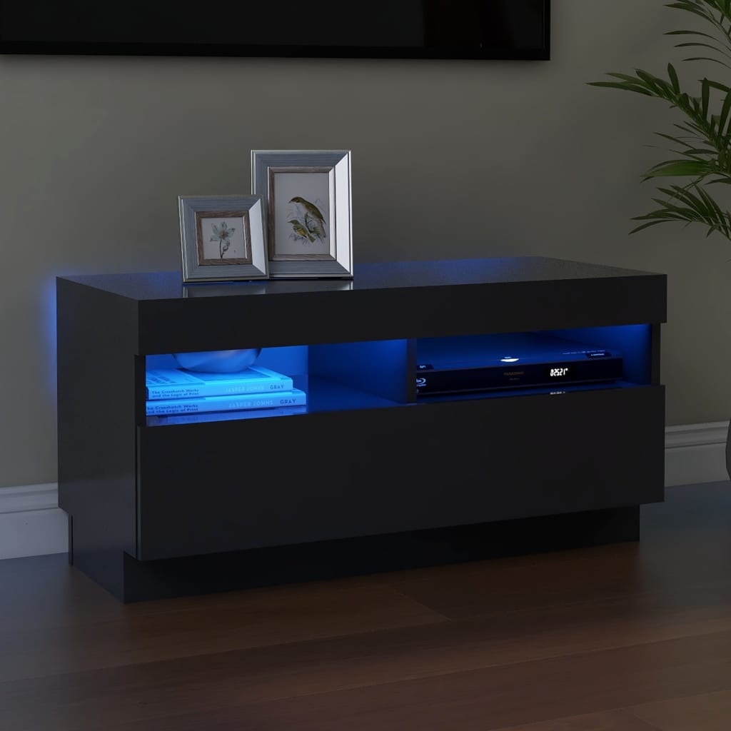 Tv-meubel met LED-verlichting 80x35x40 cm grijs